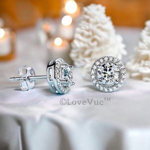Certified 1ct. t.w. Diamond Round Halo Stud Earrings VVS1 GRA Certified